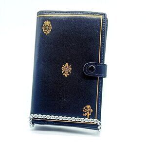 Vintage Fiocchi Lecco Italian Black Gold Embossed Leather Wallet